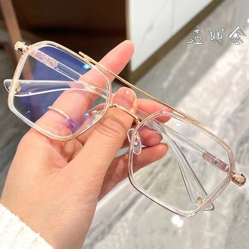 New double-beam William Chan's same style Crow anti-blue light glasses frames for men and women can be matched with color changing myopia wholesale