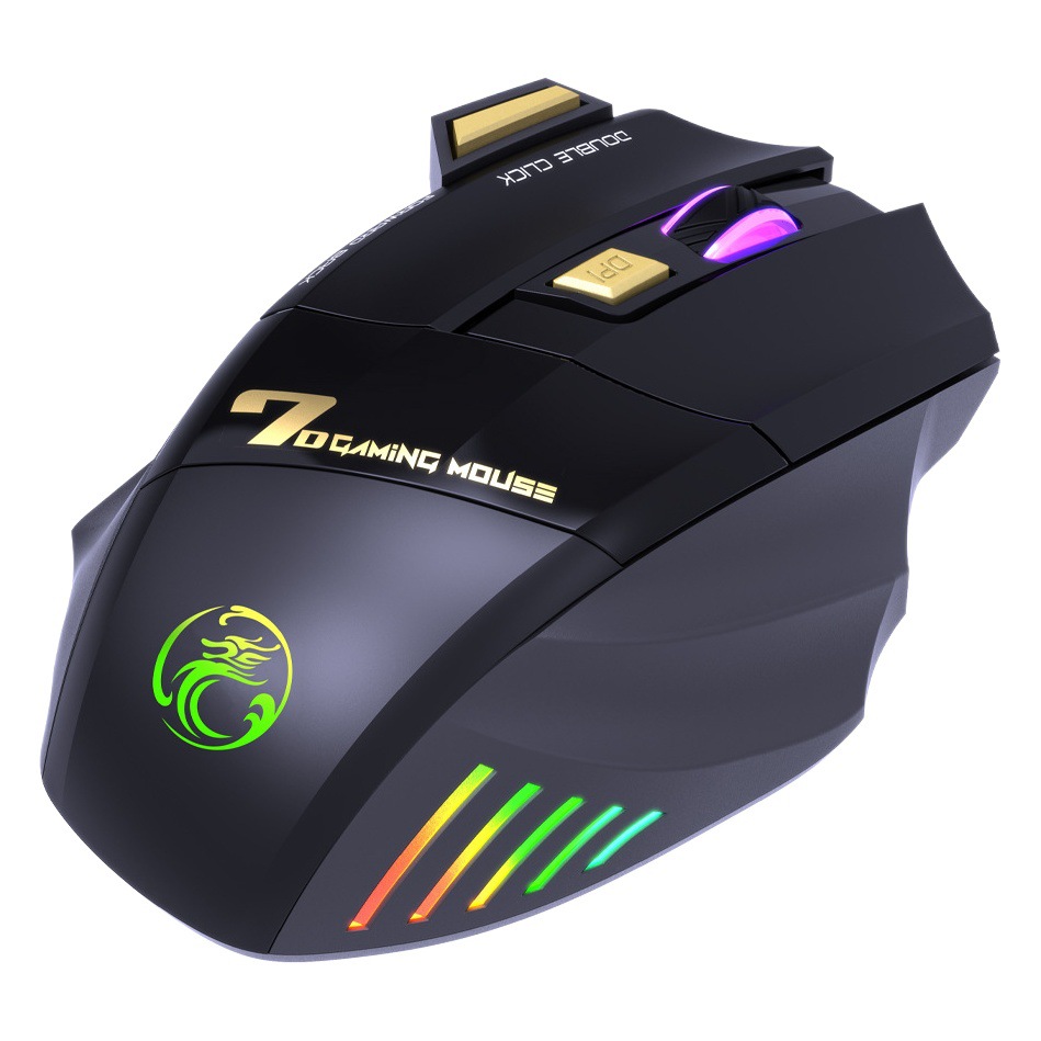 IMICE suministro directo de fábrica 7-Botón de doble clic libre 2,4g mudo recargable colorido Luz de respiración juego inalámbrico ratón