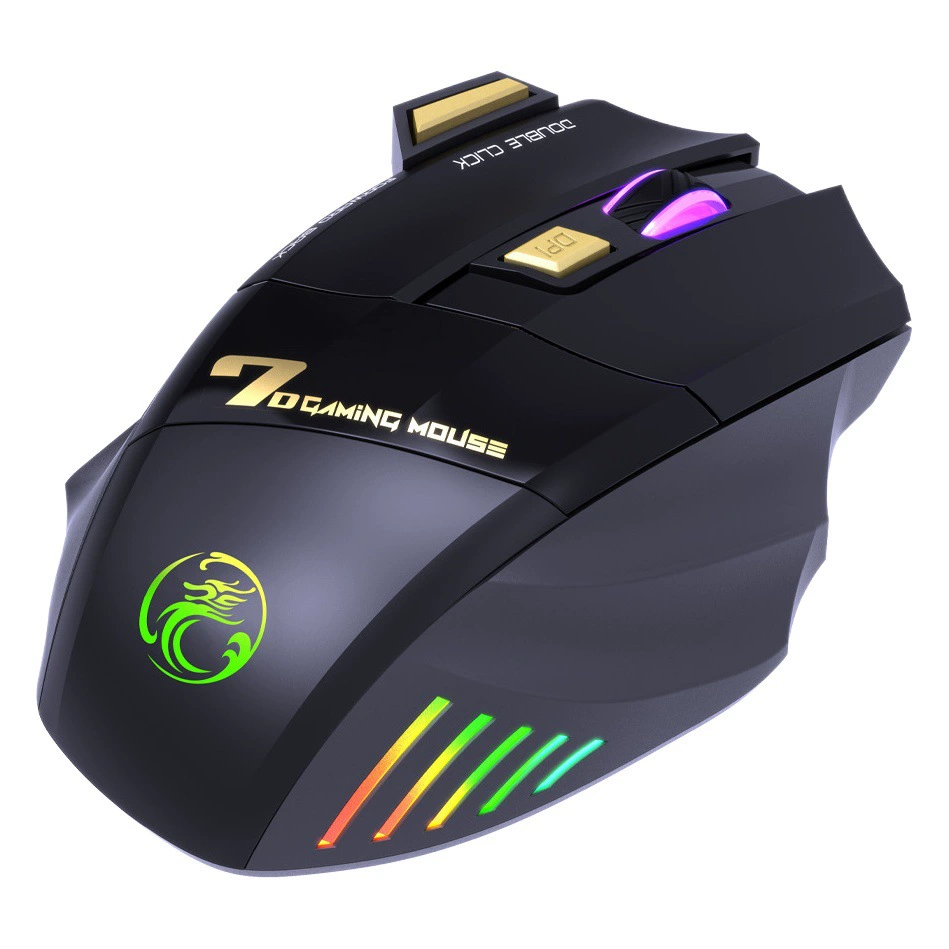 Производители IMICE напрямую поставляют 7 кнопок без двойного щелчка 2.4G бесшумный перезаряжаемый красочный дыхательный свет беспроводная игровая мышь