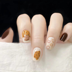 New Sweet and Cool Wearable Nail Artificial Nail Sticker Sheet for Influencers, Cute Cartoon Student Style Artificial Nail Set, Whitening Effect, Detachable, Wholesale