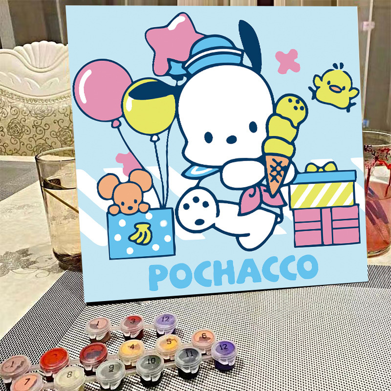 デジタル油絵diyの塗り絵の子供は漫画のアニメを埋めて色を塗ります。|undefined