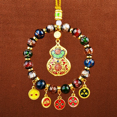 2025 Explosions Yellow God of Wealth – Car hanging - fragrant-ash-glazed-five-way-god-of-wealth-cloisonne-gourd