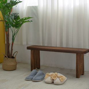 Solid Wood Shoe Changing Stool Retro Entry Bench Long Bench Multi-layer Balcony Flower Rack Storage Rack