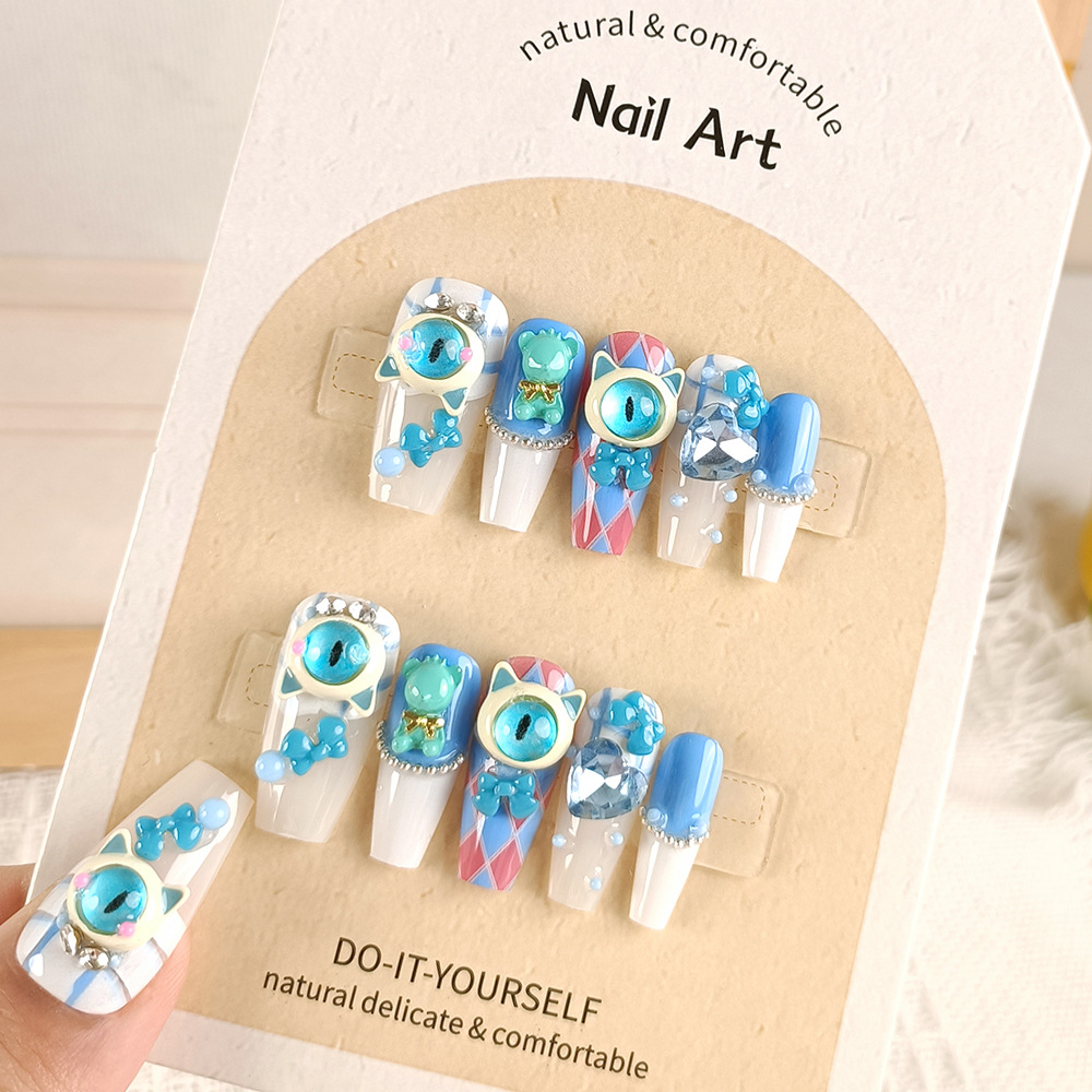 Decodificar 10 tabletas de dopamina pequeño monstruo manicure adorable parche de uñas dulce y fresco fototerapia hecha a mano para usar piezas de uñas