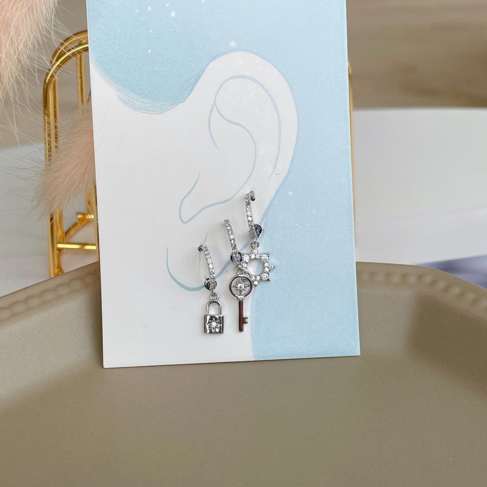 Simple Style Key Sterling Silver Inlay Gem Drop Earrings 1 Set