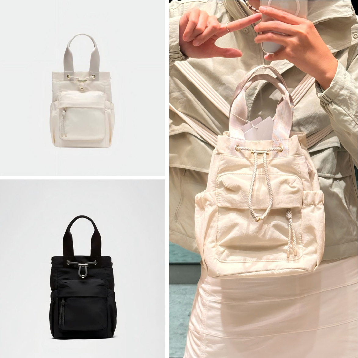 Lu Lu 2026 New Model Convertible 5L13.5L Fashionable Multi-Functional Tote Drawstring Bucket Bag