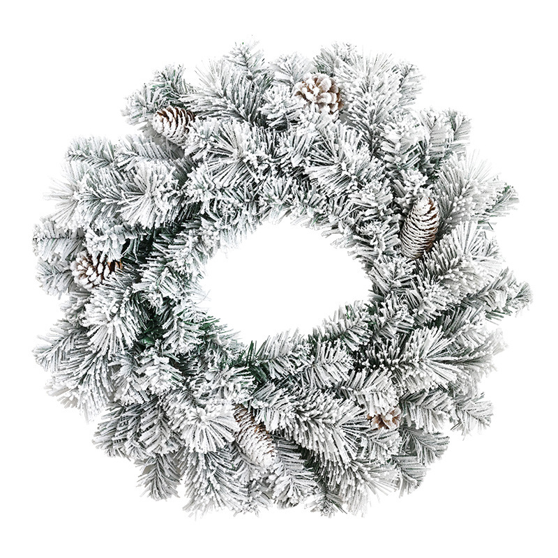 50CM flocado guirnaldas de pino decoración paisaje de nieve PVC / PE imitación puerta de árbol de Navidad colgar guirnaldas árbol de Navidad