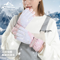 Women's Ski Gloves Winter Outdoor Touch Screen Fleece Lined Warm Riding Gloves Cold Proof Slip Proof Waterproof Gloves SK14