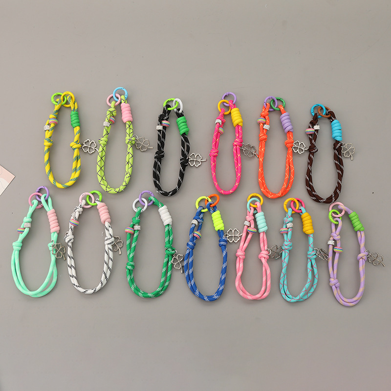 新しい四つ葉のクローバーペンダントフルダイヤモンドビーズ織り携帯電話ストラップバックパック人形装飾ペンダントキーホルダーチェーン|undefined