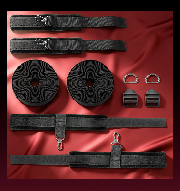 SM Bed Restraint Set with Wrist and Ankle Straps, Black Eco-Friendly Webbing for Couples — detail image 19