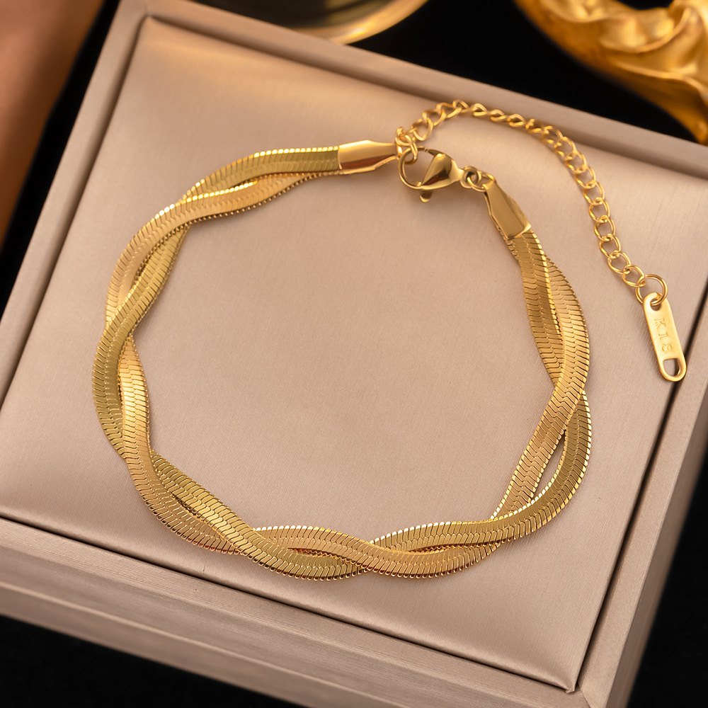 19【e35】double strand bracelet gold