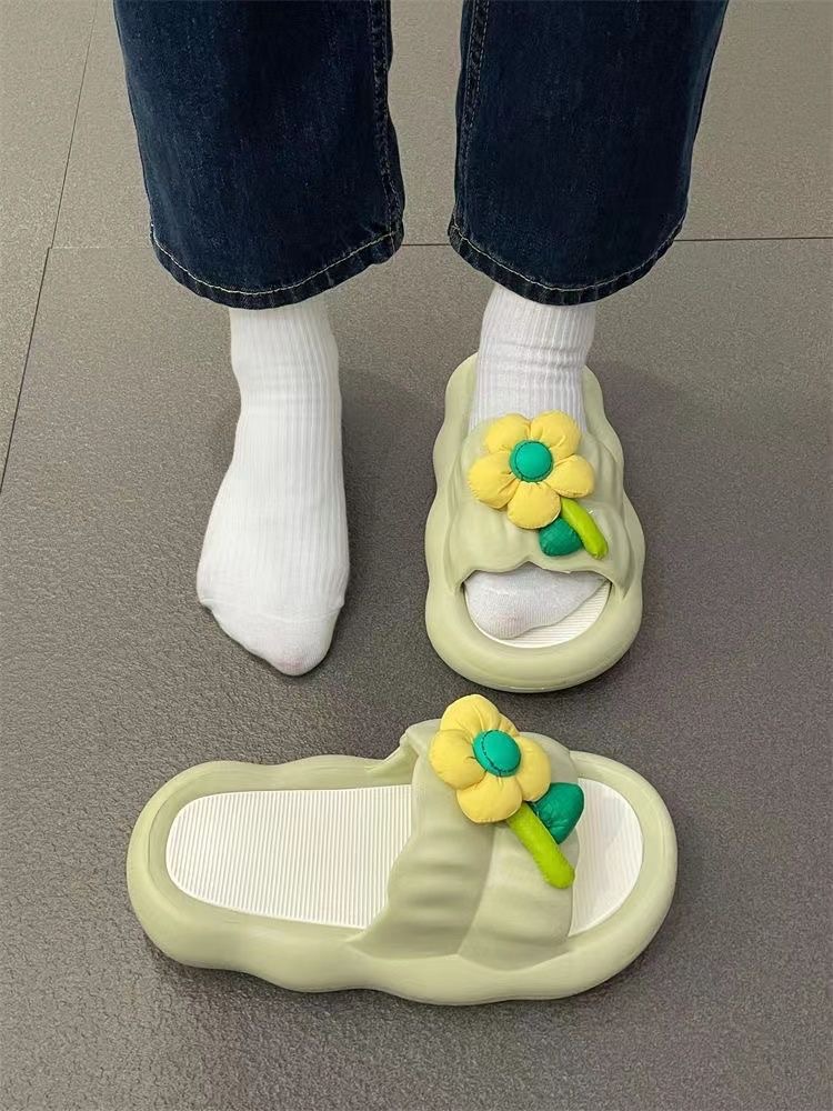 Fashionable New Slippers For Women, Outdoor, Thick Bottom, Home, Indoor Student dorm, non-slip, flower slippers_voghion.com