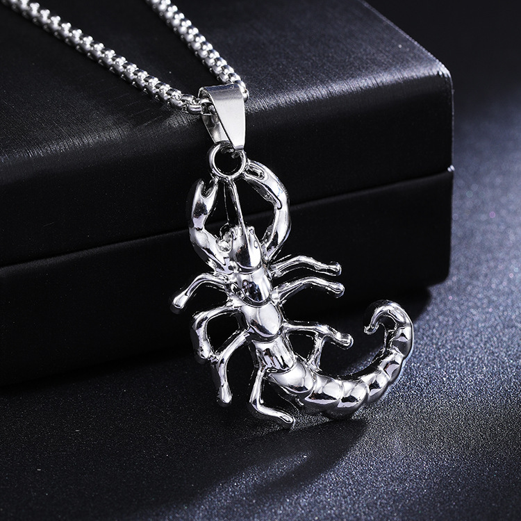 Cross-Border Export Retro Scorpion Stainless Steel Necklace Wholesale European and American Personalized Niche Design Scorpio Long Pendant