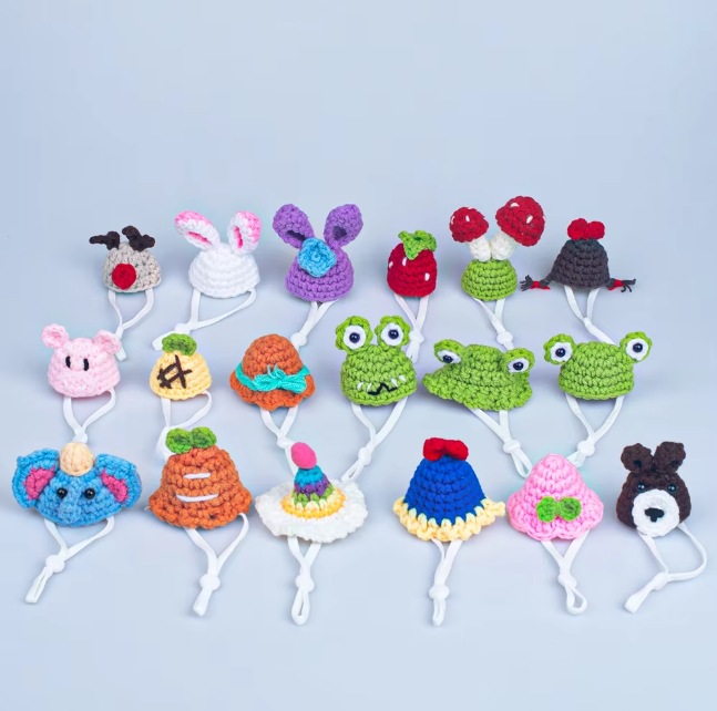 Transfronterizo al por mayor de carga hamster oro oso hilo sombrero sombrero de lana sombrero decorativo tejido a mano lindo sombrero mini mascota