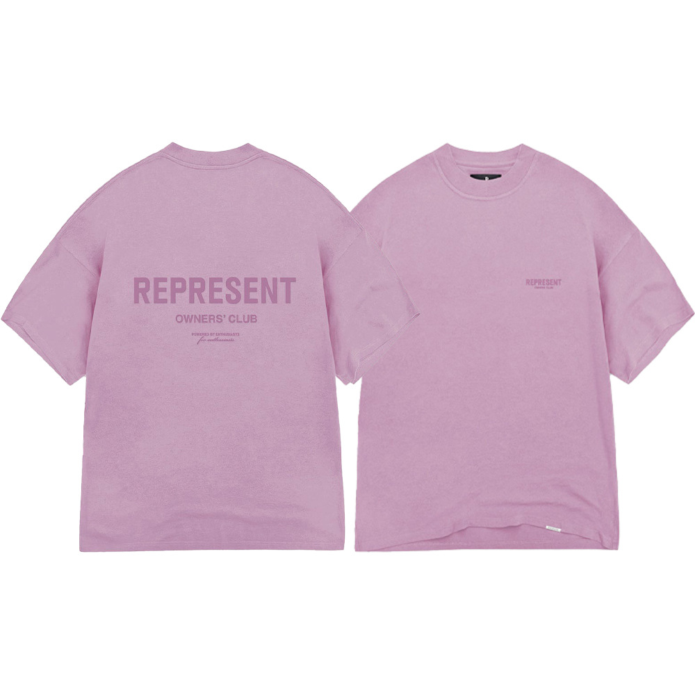 Versión alta REPRESENT Lema minimalista Logo de letra Logo Beauty Trendy High Street Summer Pareja Camiseta de manga corta