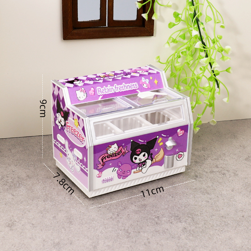 マグネット冷蔵庫は横型の冷凍庫を貼っています。