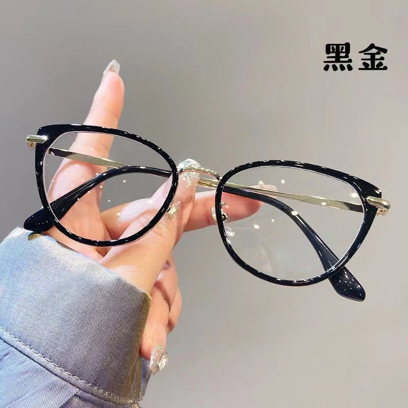 女性用レトロキャットアイ近視メガネ、プロフェッショナル、度付き、ハイエンドフラットメガネ、韓国風スモールフレームアイフレーム|undefined