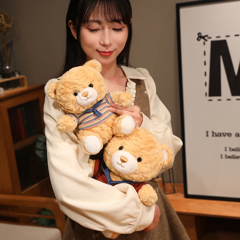Adorable peluche oso muñeca suéter oso muñeca niño dormir compañía muñeca tela muñeca peluche juguetes decoración