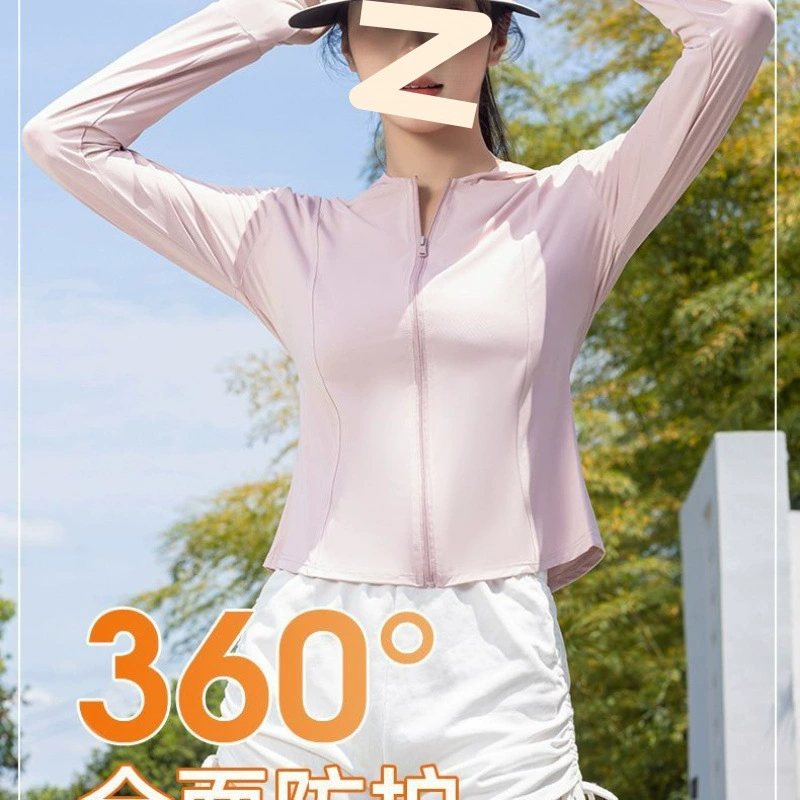 Короткая солнцезащитная одежда для йоги для женщин, модная летняя женская куртка с капюшоном для бега 2025 года, дышащая солнцезащитная одежда