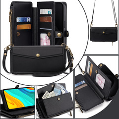 華為Y9A翻蓋手機殼Y8S支架錢夾手機皮套Y6P多功能手機保護套適用