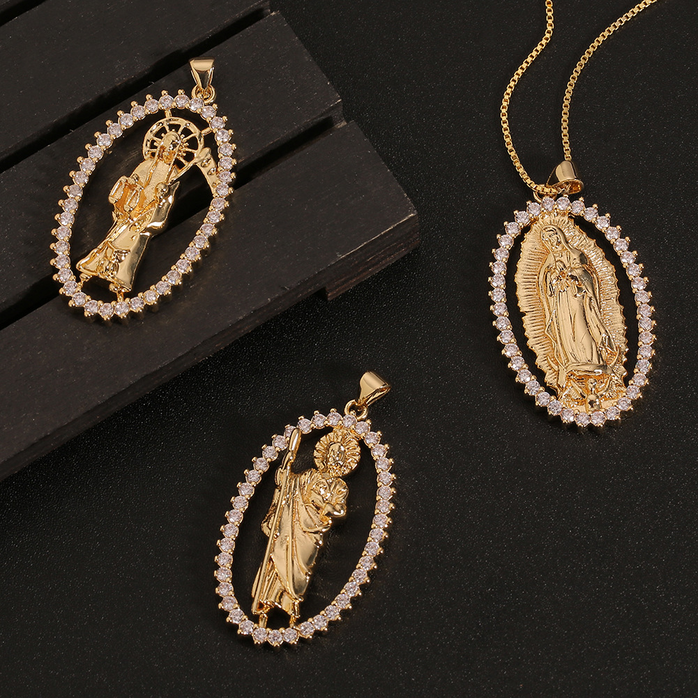 Nouveau Collier Pendentif Madonna Of Death En Zircon Incrusté En Gros Nihaojewelry display picture 2