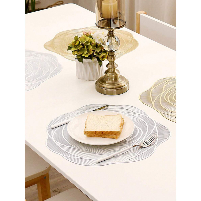 Flower Pattern Round Placemats 15inch PVC Material 394inch