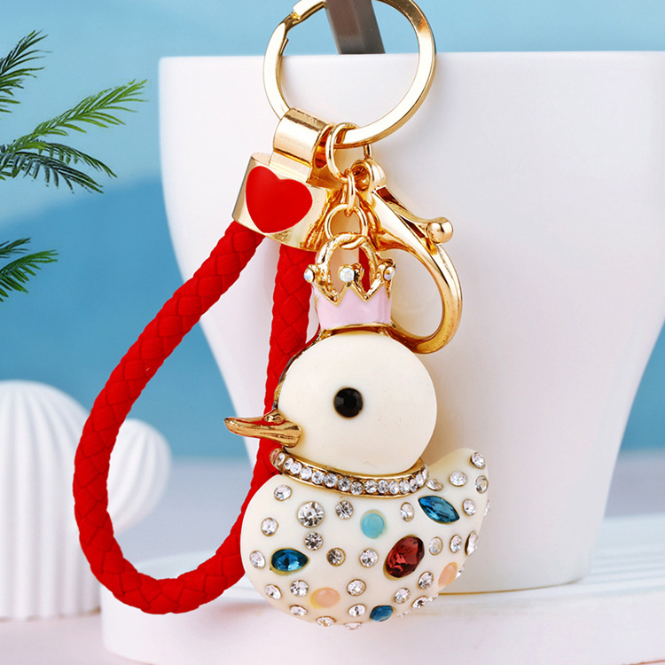Duck Pattern Women's Gender 1 Piece Cartoon Style Cute Duck Resin Diamond Women's Bag Pendant Keychain
