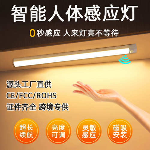 LED smart motion sensor light charging magnetic cabinet bedroom lighting desk lamp night light ambiance light strip
