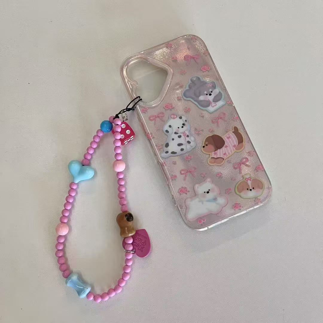 Summer Girl Cute Bowknot Puppy Adecuado para 16ProMax Feather Funda para teléfono móvil 14/15Pro nicho 13 Mujer