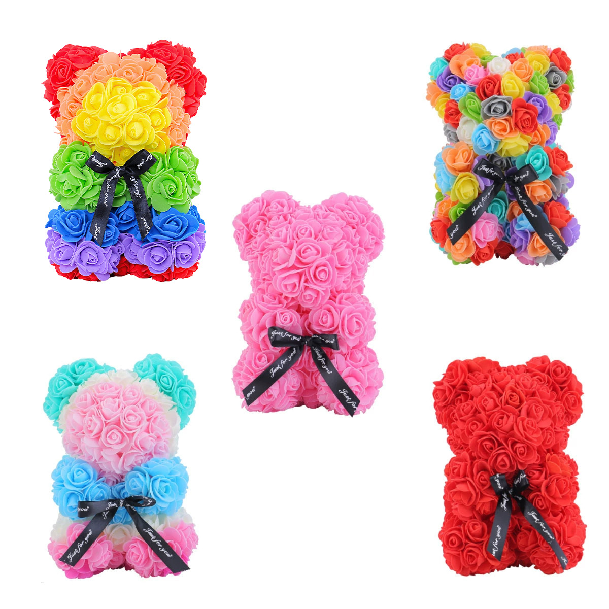 Día de San Valentín eterno flores rosa osos muñecas creativas simulación pe espuma flores abrazar osos regalo del día de la madre