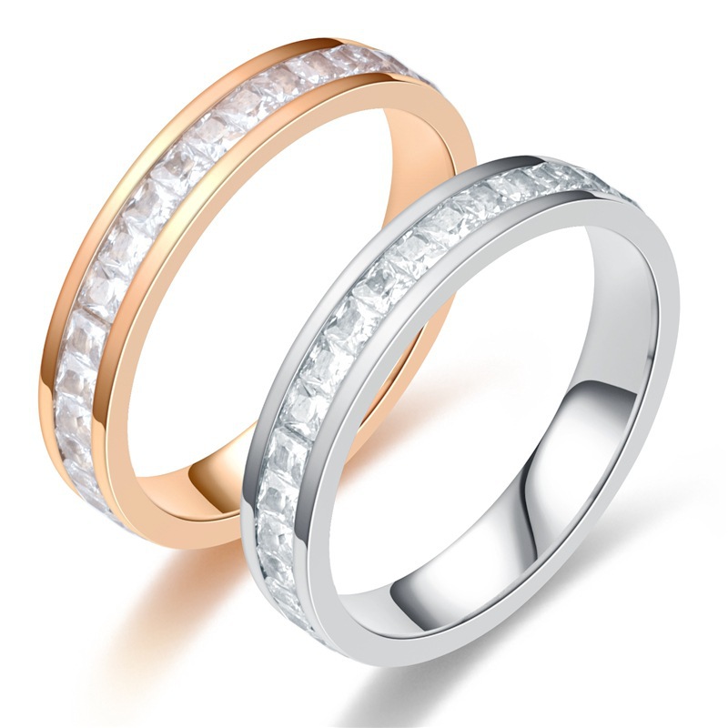 7g Weight Zircon Inlay Material Rings Classification 13, 5 Ring Size 1 Piece Quantity Holiday, Daily Occasion Titanium Steel Material Geometric Pattern Women's Gender Inlay Design Basic, Modern Style, Classic Style Style Wholesale Jewelry Basic Modern Style Classic Style Geometric Titanium Steel Zircon Inlay Rings 11