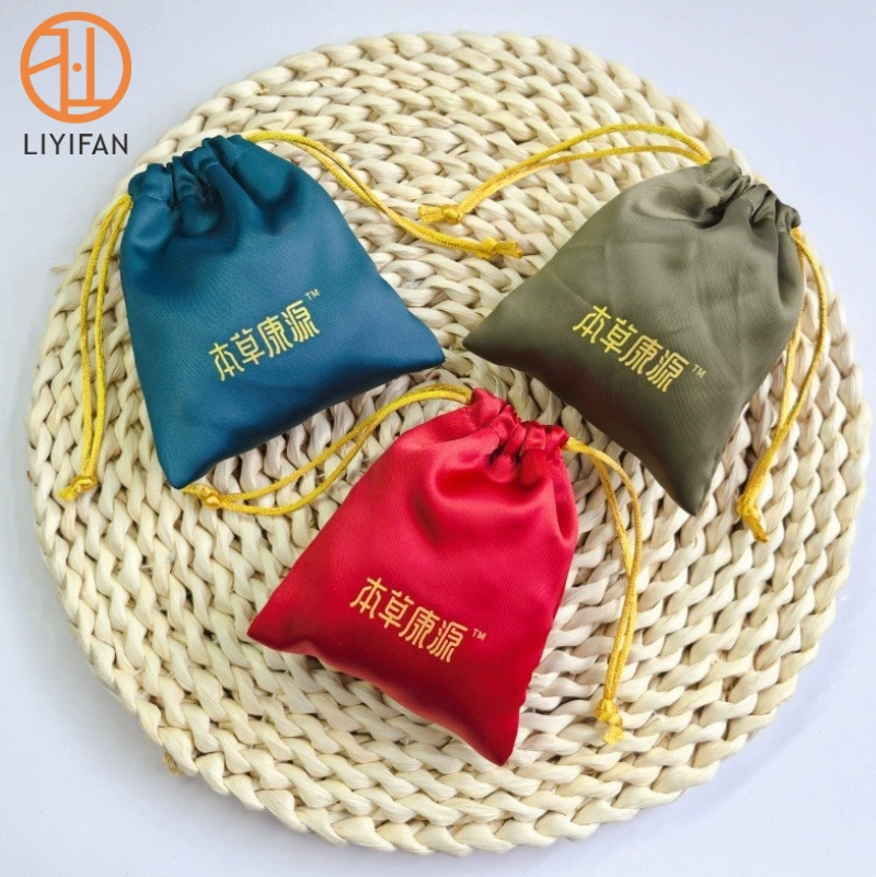 Двухслойный мешочек из искусственного шелка на шнурке, косметичка из атласной ткани, маленькая сумка, тканевая сумка