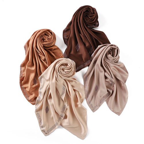 Pure Color 110x110 Square Scarf Simulated Silk Matte Satin Satin Bandana Scarf Solid Color Satin Head Scarf Fabric Shawl