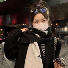 李小璐同款老花围巾羊绒纯色渐变明星同款围巾披肩女秋冬保暖