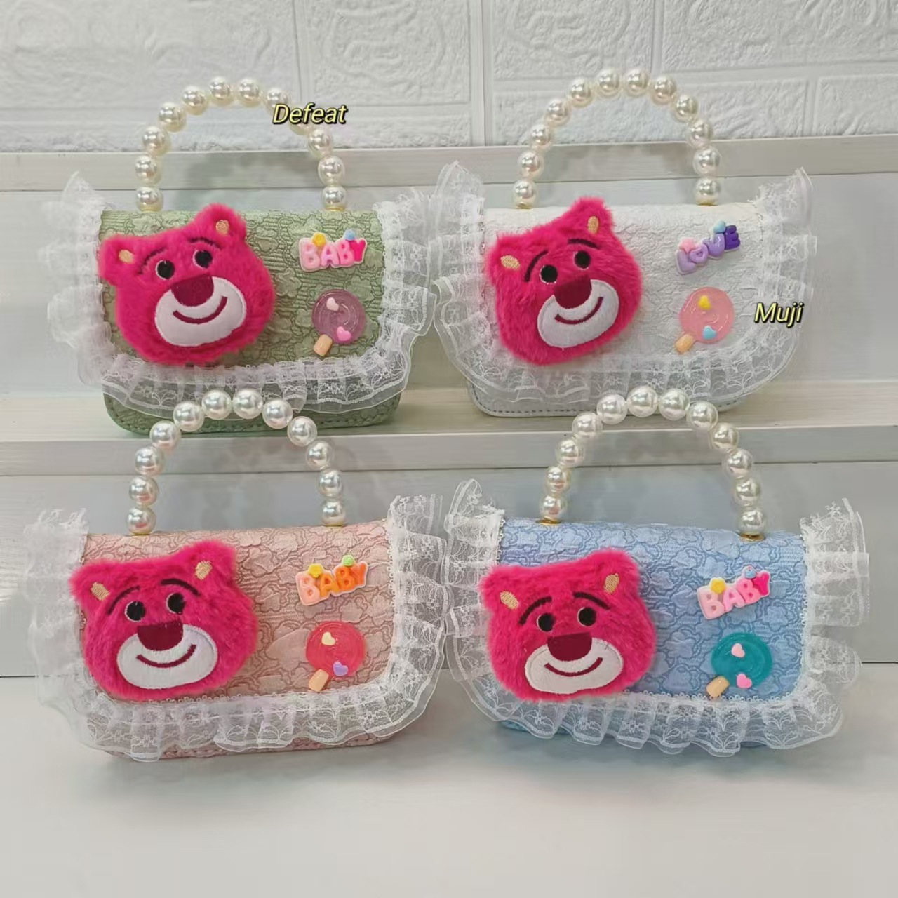 Bolso de perlas bolso de hombro bolso de cambio bolso de princesa bolso de dibujos animados bolso de fresa oso bolso de niños bolso de cadena