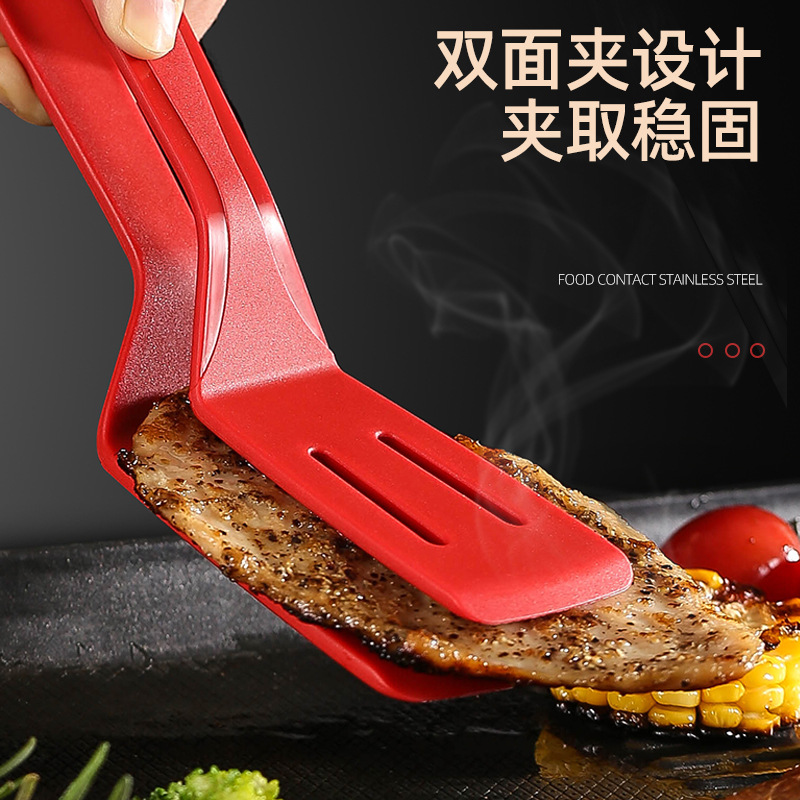 Clip de carne de silicona pescado pala clip de pan clip de pescado frito clip de barbacoa camping picnic clip de comida clip de dos en uno para freír pala clip