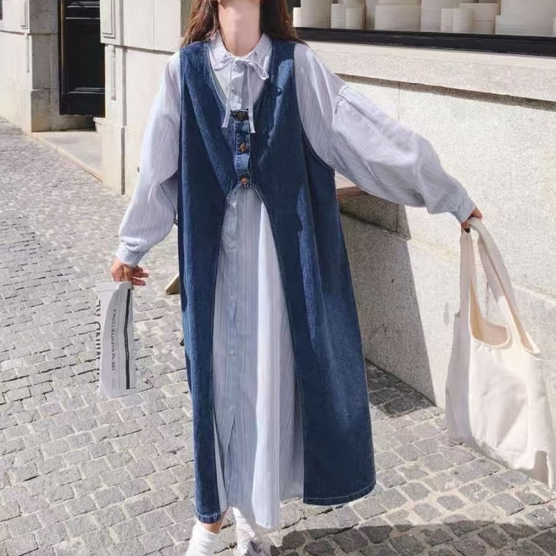 Early Spring Lazy Style Denim Suit Skirt for Women 2025 Popular New Style Super Nice Layered Shirt Skirt Two-Piece Set