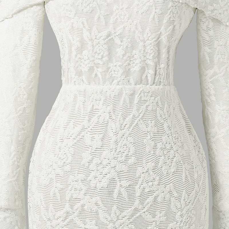 Mädchenkleid mit schulterfreiem Schnitt, Spitze, Herbst/Winter, neu, ausgestellte Ärmel, trägerlos, figurbetont, Größe 8-16 Jahre_voghion.com