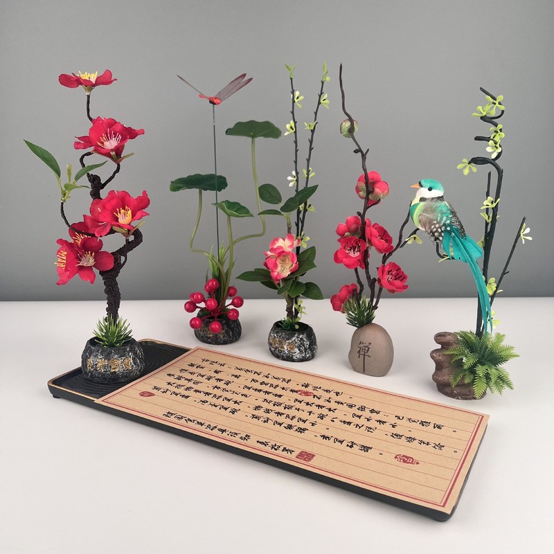 Wenpai 刺身プレート装飾料理ホテルケータリング冷菜装飾プラスチック花と植物のプレート装飾小さな装飾品|undefined