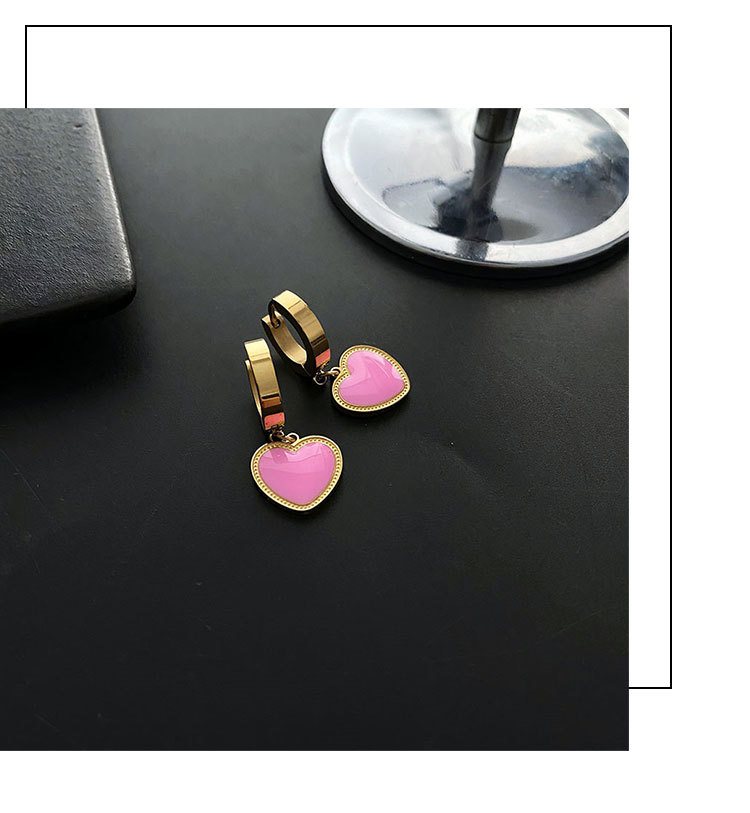 12g Weight Earrings Classification 1 Pair Quantity 1 Pair Fashion Heart Shape Titanium Steel Plating Earrings