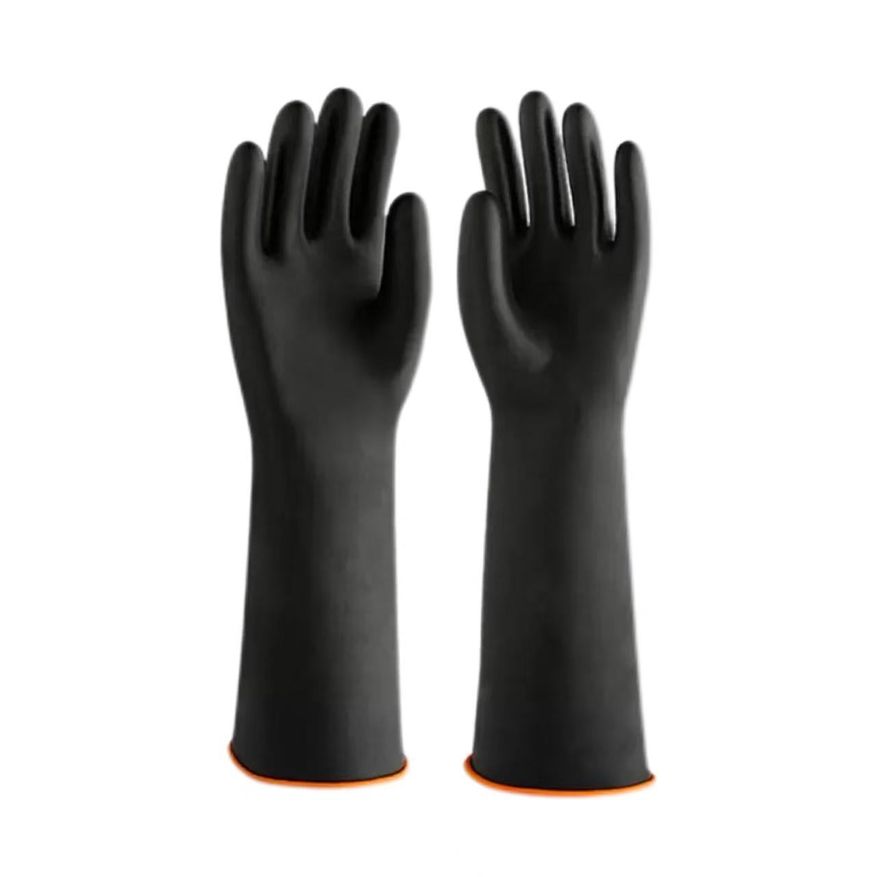 Guantes de látex resistentes a ácidos y álcalis gruesos resistentes al aceite guantes de goma negra anticorrosión guantes industriales químicos al por mayor