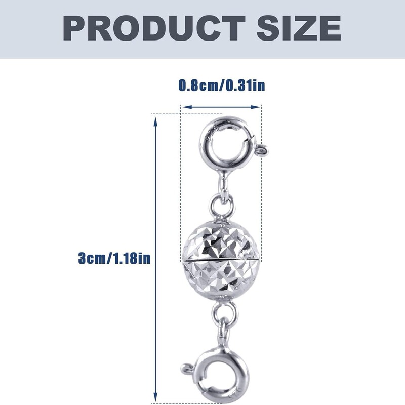 925 Silver Round Magnet Diamond-Cut Diamond Lattice Pattern Magnetic Clasp Necklace Clasp Customized with Drawings and Samples