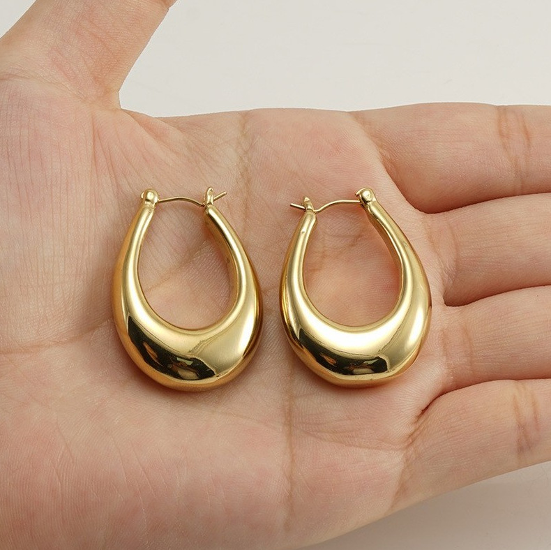Earrings Classification 1 Pair Fashion Oval Plating Stainless Steel 18k Gold Plated Earrings