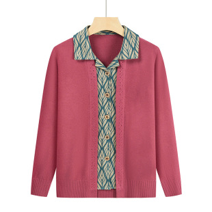 Grandma spring and autumn fake two-piece cardigan top 60-year-old lady clothes women's casual mom long sleeve shirt