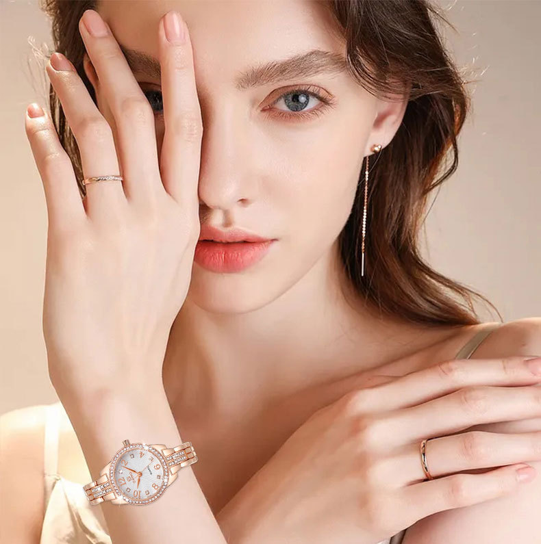 Live streaming alloy fashion set bracelet waterproof women's jewelry buckle quartz watch_voghion.com