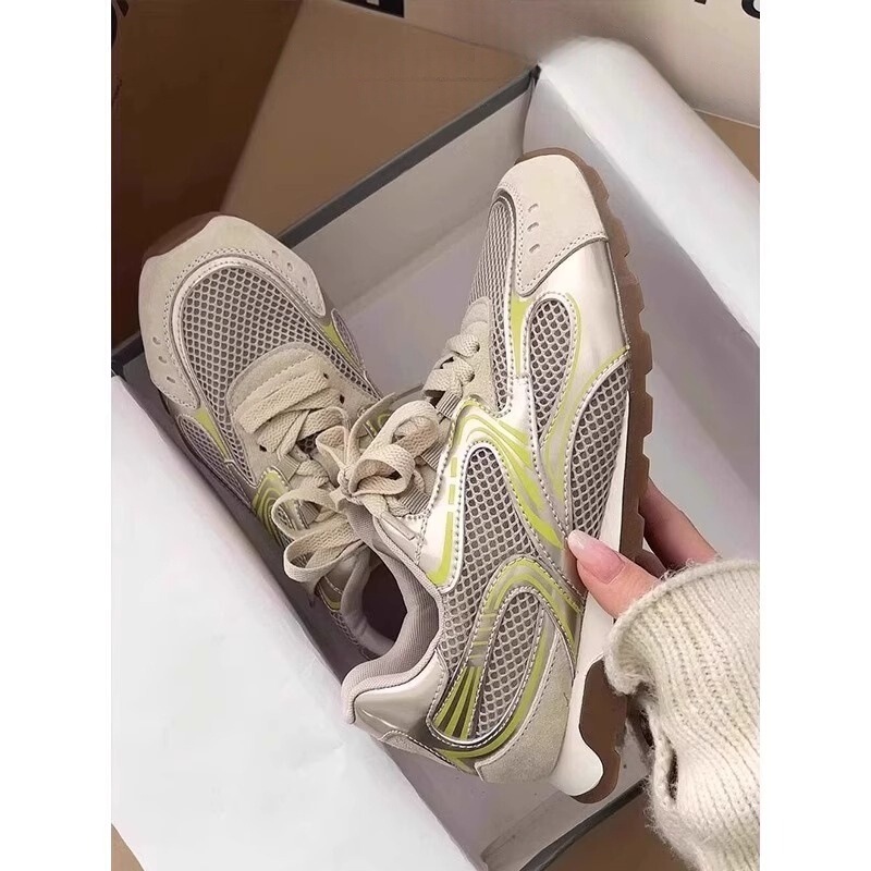Soft Leather Hollow Mesh Flat-Soled German Training Shoes for Women, Trendy 2025 New Summer Breathable Versatile Sports Shoes