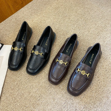 X130-15英伦小皮鞋女百搭2025秋冬新款平底单鞋一脚蹬乐福鞋女鞋