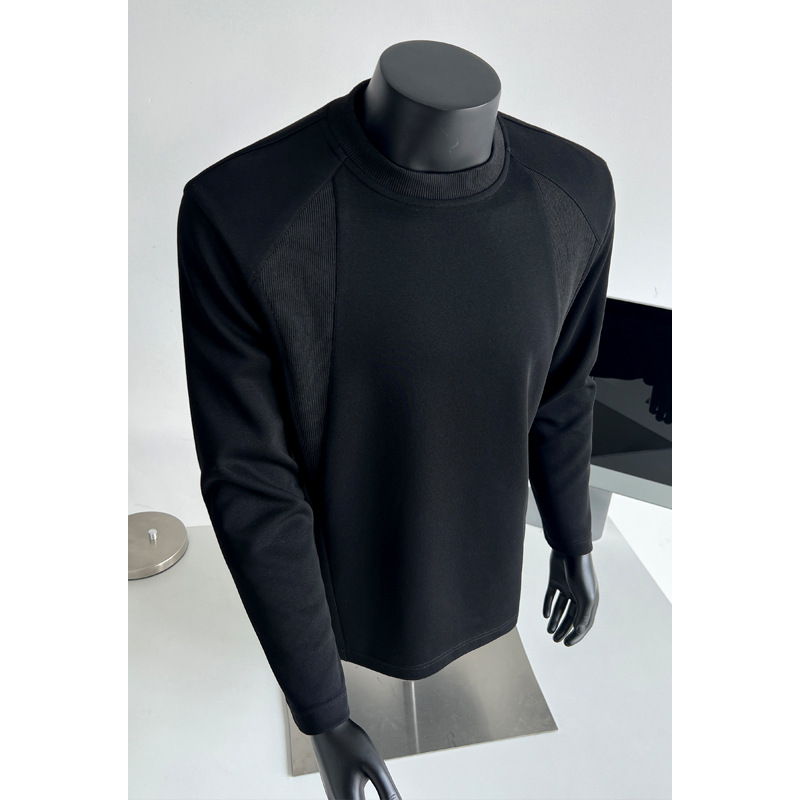 Mamba Cotton American-style Deconstructed Patchwork Silhouette Long-sleeve T-shirt, Round-neck Sweatshirt, Autumn_voghion.com