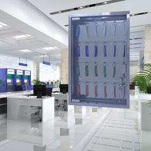 ✅9位带锁壁挂式钥匙箱钢化玻璃门钥匙管理箱柜不锈钢钥匙柜钥匙