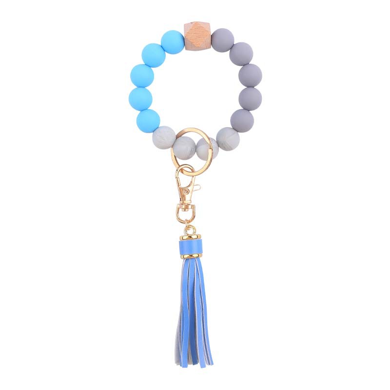 Nuevo cuero creativo pu corto borla colgante de silicona con cuentas muñeca llavero colgante pulsera llavero Accesorios